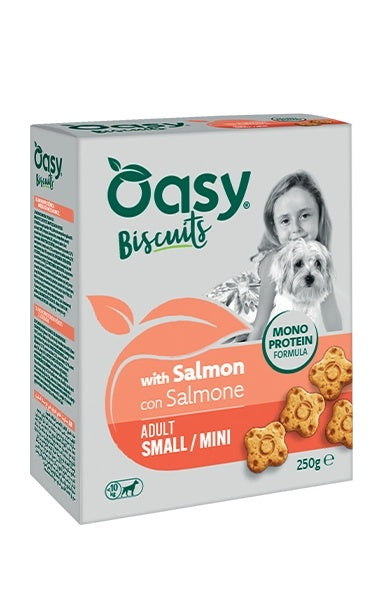 OASY SNACK DOG MONOPROTEIN BISCUITS - ADULT SMALL/MINI SALMONE CONF. 250 GR