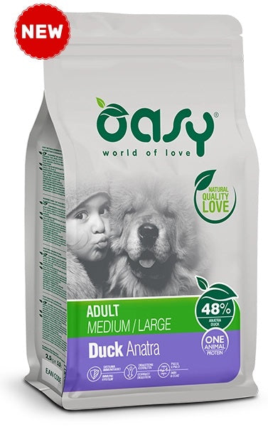 OASY DOG ADULT MEDIUM/LARGE ANATRA 2,5 KG.