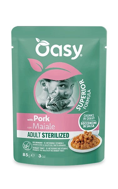OASY CAT BOCCONCINI IN SALSA ADULT STERILIZED MAIALE 85 GR.