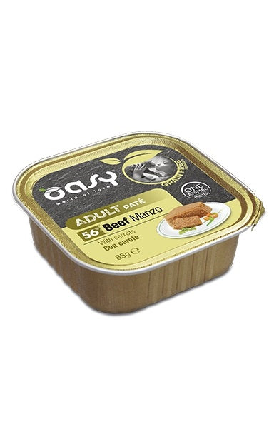 OASY CAT GRAIN FREE PATE' ADULT MANZO & CAROTE 85 GR.