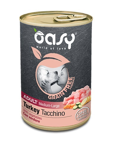 OASY DOG GRAIN FREE ADULT MEDIUM/LARGE TACCHINO 400 GR.