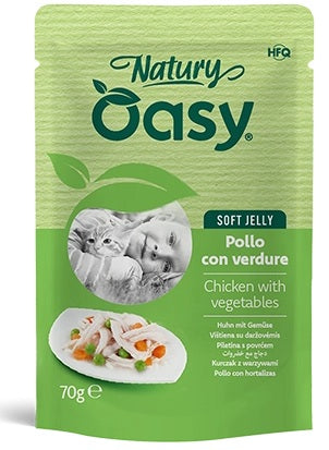 OASY CAT NATURY SOFT JELLY BUSTA - POLLO CON VERDURE 70 GR.