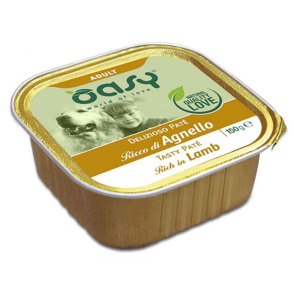 OASY DOG ADULT DELIZIOSO PATE' RICCO DI AGNELLO 150 GR.