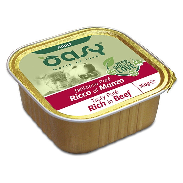 OASY DOG ADULT DELIZIOSO PATE' RICCO DI MANZO 150 GR.