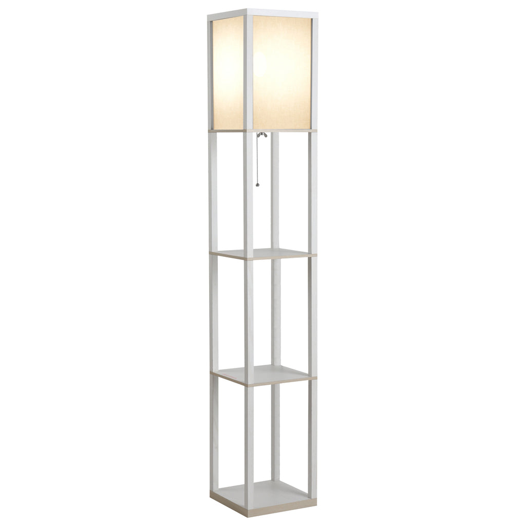 Lampadaire étagère 26L x 26l x 160H cm 3 étagères 4 Niveaux MDF Blanc-0