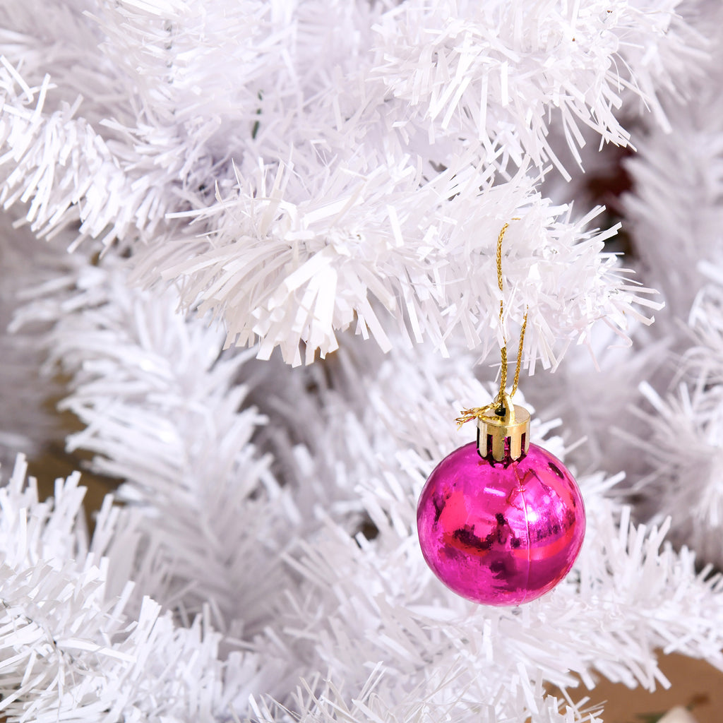 Albero di Natale bianco 150 cm con 680 rami e 48 addobbi inclusi