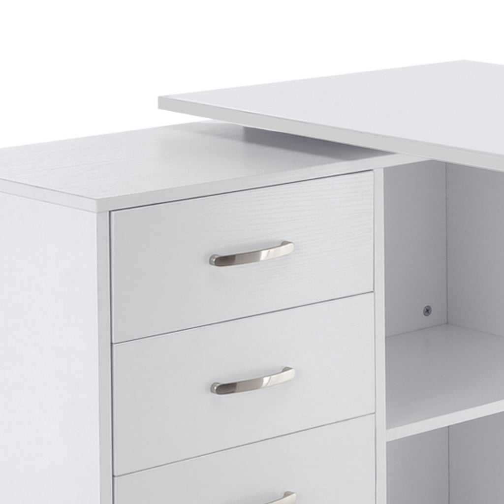 Bureau d'angle bureau droit modulable table de salle à manger 2 en 1 bureau informatique tiroirs x 3 + 2 niches-8