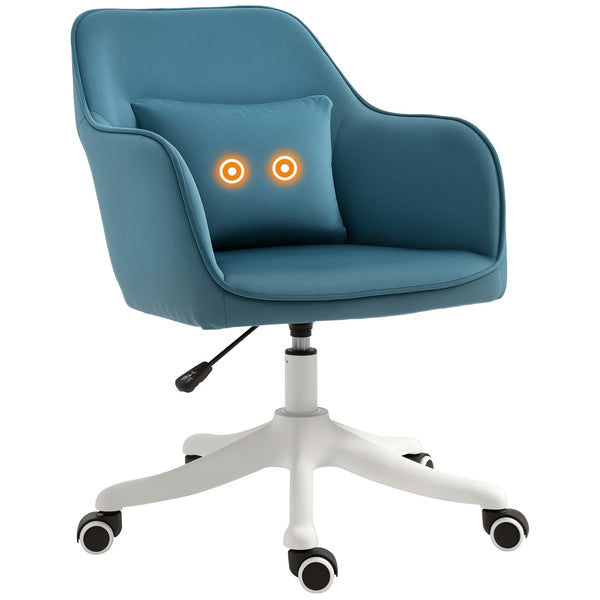 Sedia da ufficio blu effetto velluto con cuscino massaggiante USB