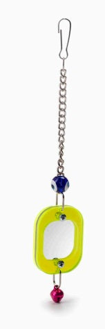 LEOPET SPECCHIO PER UCCELLI DOUBLE FACE IN ACRILICO CON CAMPANELLA  4 X21CM