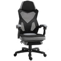 Chaise de bureau fauteuil gaming hauteur réglable dossier roulettes pivotantes repose-pied tissu en maille 58L x 63l x 112-122H cm gris noir-0