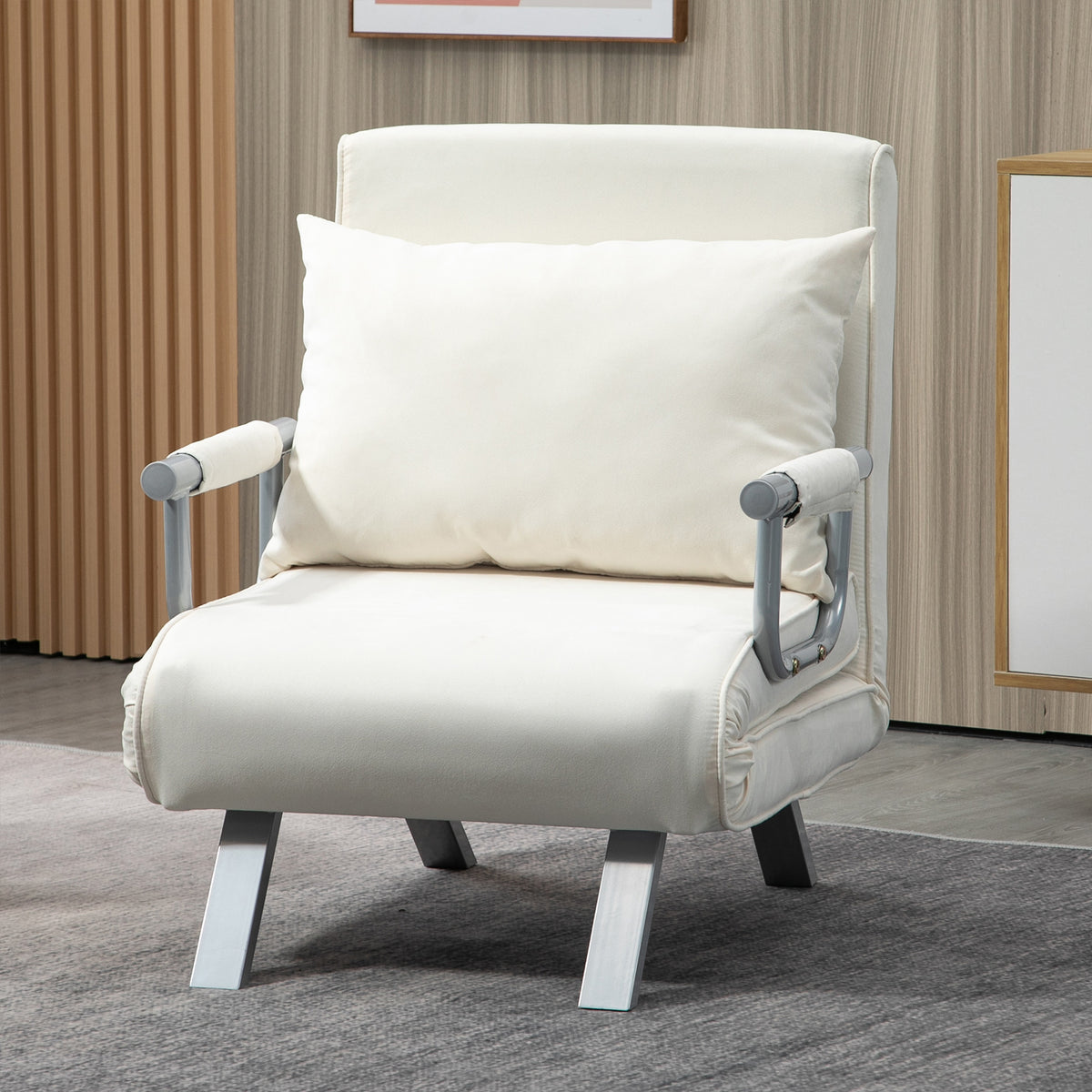 Fauteuil chauffeuse canapé-lit Convertible 1 Place déhoussable Grand Confort Coussin Pieds accoudoirs-9