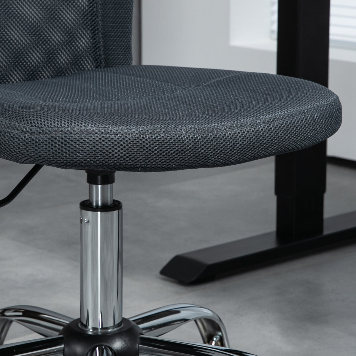 Chaise de bureau ergonomique hauteur réglable piètement chromé pivotant 360° revêtement maille gris foncé-8