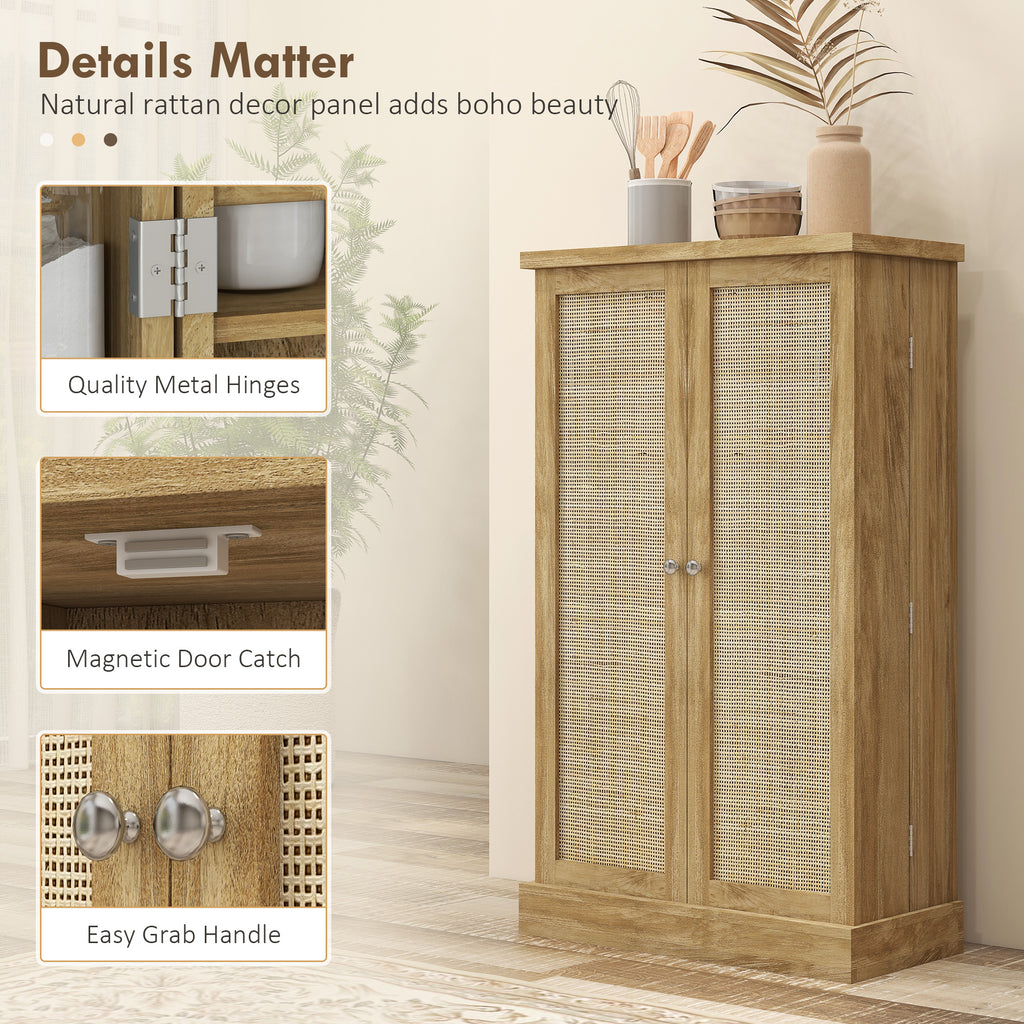Buffet cuisine meuble cuisine rangement avec 12 étagères à portes étagères réglables 60 x 30 x 104 cm effet bois naturel-7
