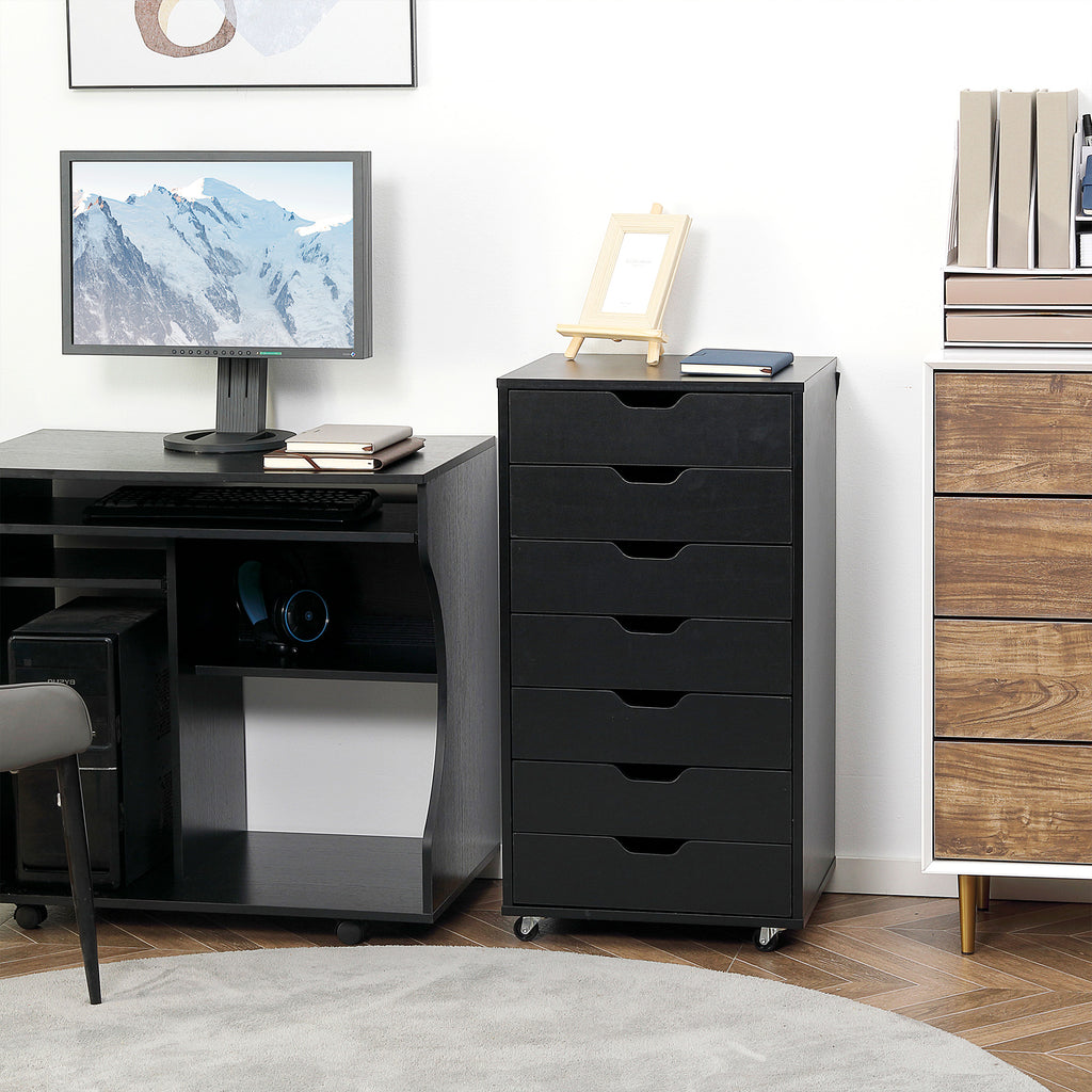 Caisson de bureau à roulette meuble rangement bureau avec 7 tiroirs organisateur pour documents, format A4 ou lettres-1