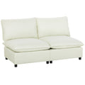 Canapé 2 places modulable, canapé de salon moderne 146 cm sans accoudoirs avec assise large, coussins épais, crème-0