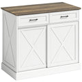 Îlot central cuisine, buffet cuisine, meuble de rangement avec 2 tiroirs 2 portes coulissantes, étagère réglable, blanc-0