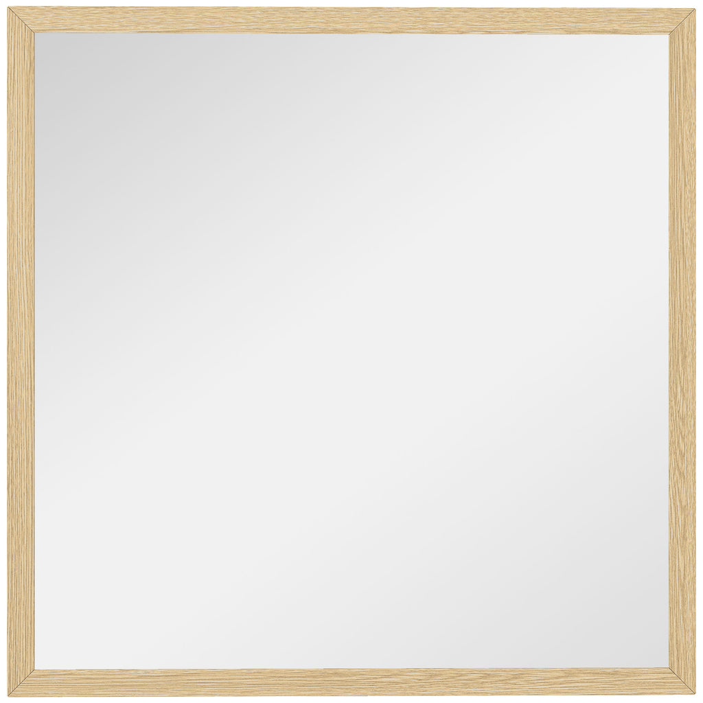 Miroir mural carré 50 x 50 cm, cadre en bois naturel, idéal pour la salle de bain, salon ou chambre-0