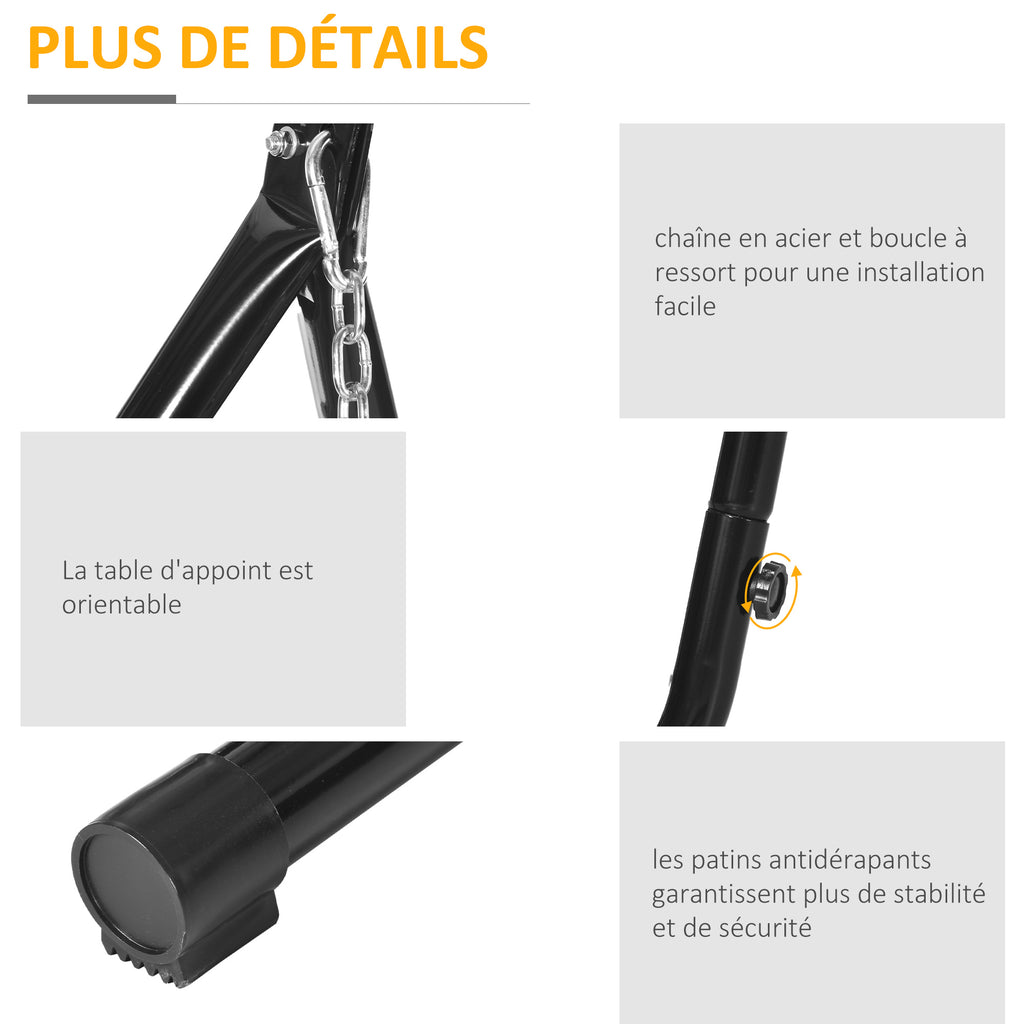 Support pour Fauteuil Suspendu - Pied Fauteuil Suspendu - Tablette réglable Incluse - max 120 Kg-5