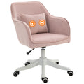 Chaise de bureau velours fauteuil bureau massant coussin lombaire intégré hauteur réglable rose poudré-0