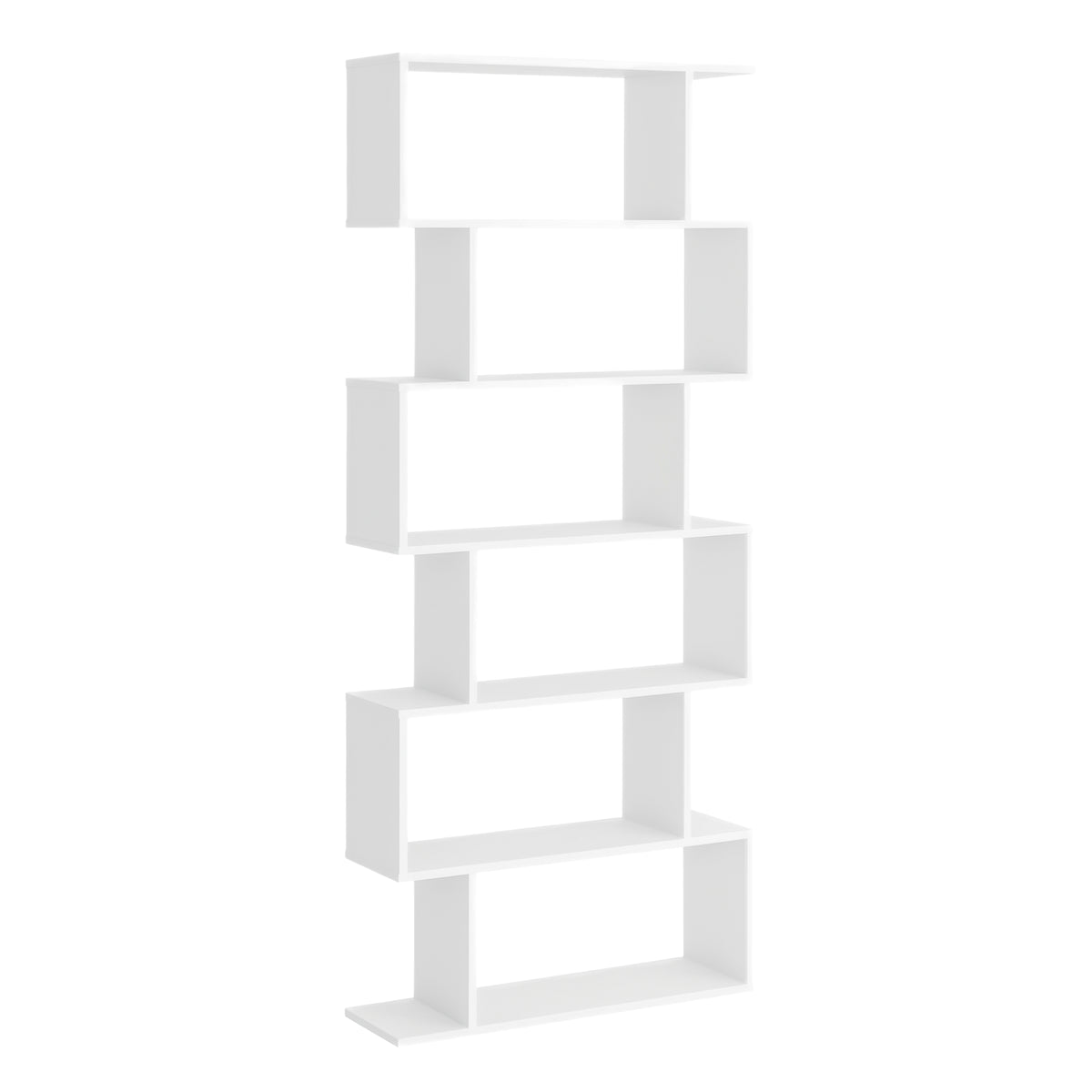 Bibliothèque étagère Zig zag Design Contemporain 80L x 23l x 192H cm 6 Niveaux Blanc-0