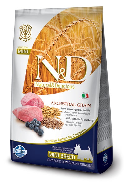 N&D DOG ANCESTRAL GRAIN ADULT MINI AGNELLO & MIRTILLO 800 GR.