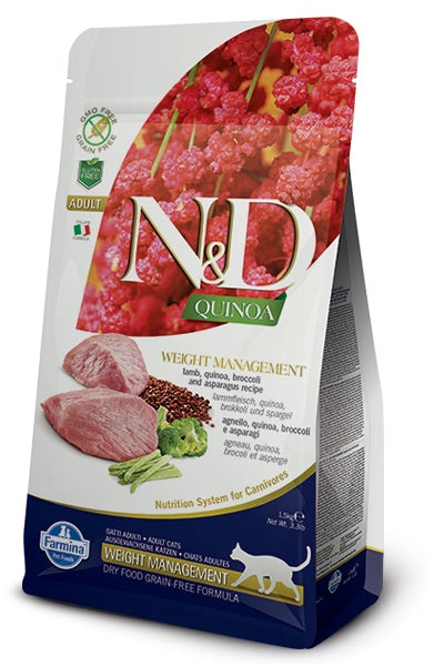 *N&D CAT QUINOA WEIGHT MANAGEMENT AGNELLO QUINOA & BROCCOLI 1,5 KG.