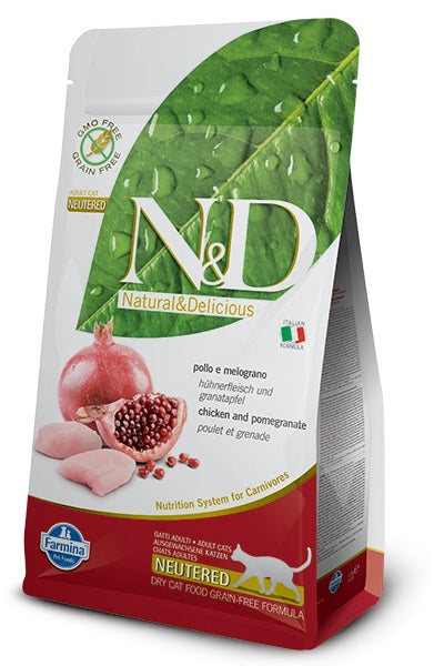 N&D CAT PRIME NEUTERED ADULT POLLO & MELOGRANO 1,5 KG.