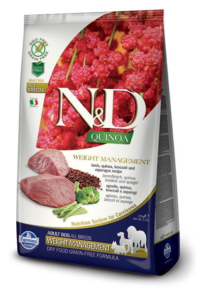 *N&D DOG QUINOA WEIGHT MANAGEMENT ADULT AGNELLO QUINOA & BROCCOLI 2,5 KG.