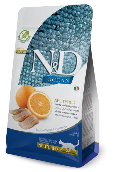 N&D CAT OCEAN NEUTERED ARINGA & ARANCIA 5 KG.