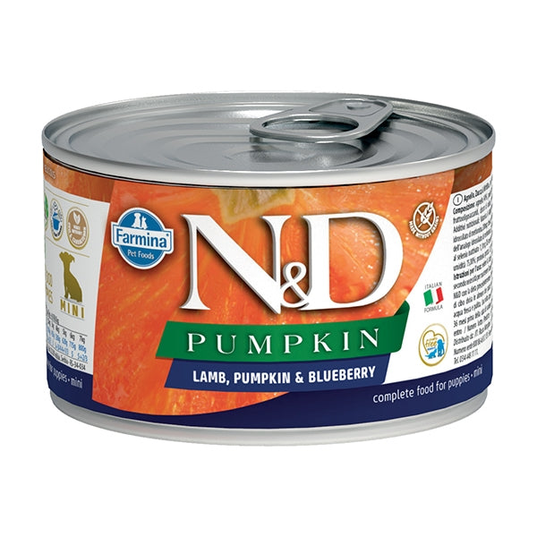 N&D DOG PUMPKIN PUPPY AGNELLO ZUCCA & MIRTILLO 140 GR.