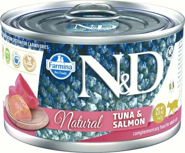 N&D CAT NATURAL TONNO & SALMONE 140 GR.