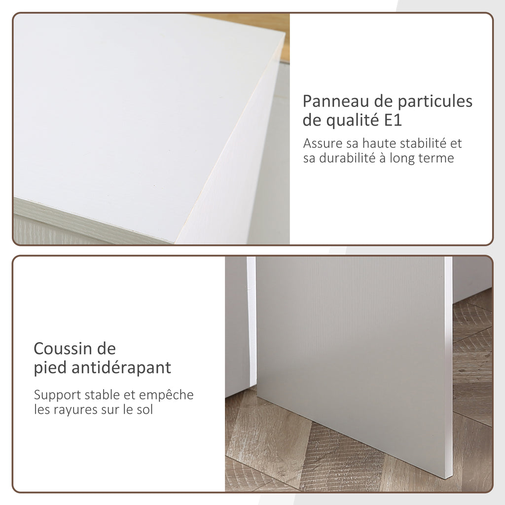Bureau d'angle rotatif à 180°, bureau d'ordinateur, bibliothèque, tiroir, placard, poste de travail, 117x82x74cm, blanc-6