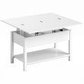 Table basse relevable et extensible table de salon avec compartiment caché étagère ouverte 100x45x50,5cm blanc-0
