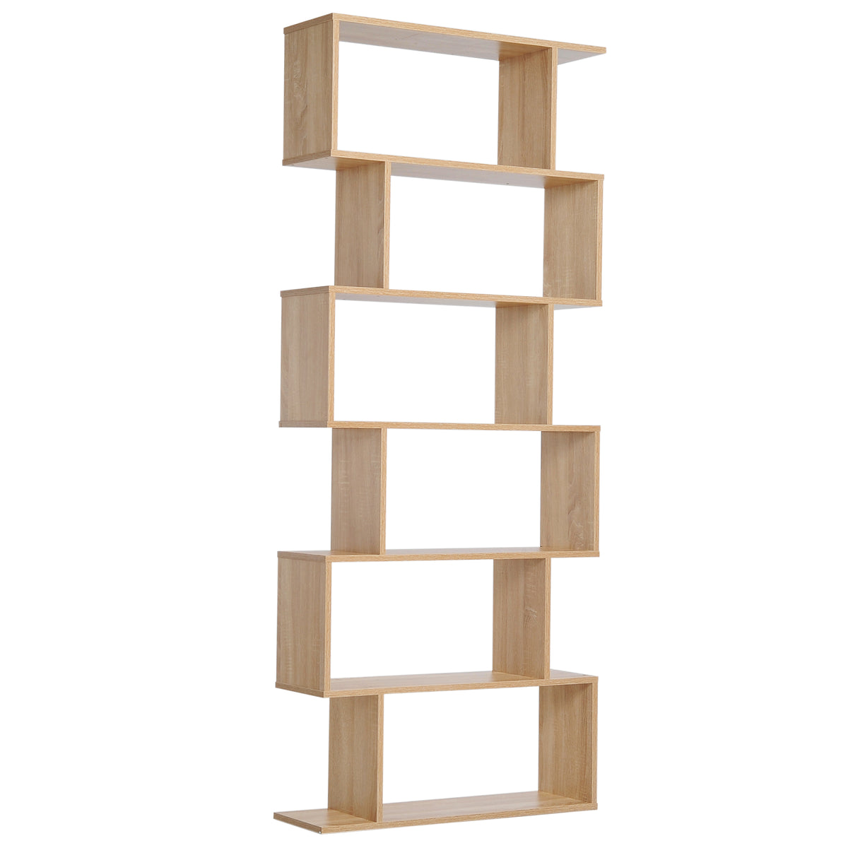 Bibliothèque étagère Zig zag Design Contemporain 80L x 23l x 192H cm 6 Niveaux Coloris chêne Clair-0