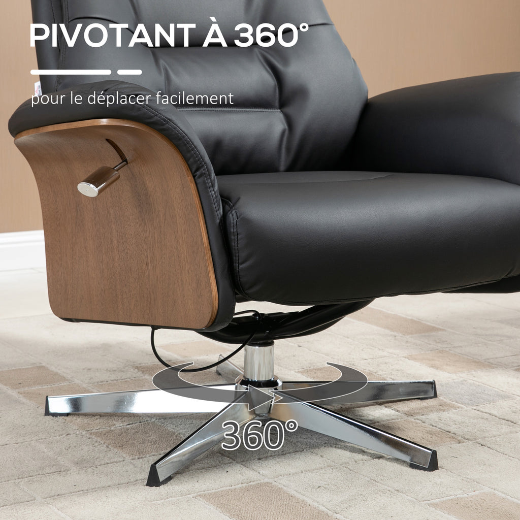 Fauteuil relax avec repose-pied, fauteuil de relaxation avec dossier inclinable, têtière réglable, 80x84x108cm, noir-6