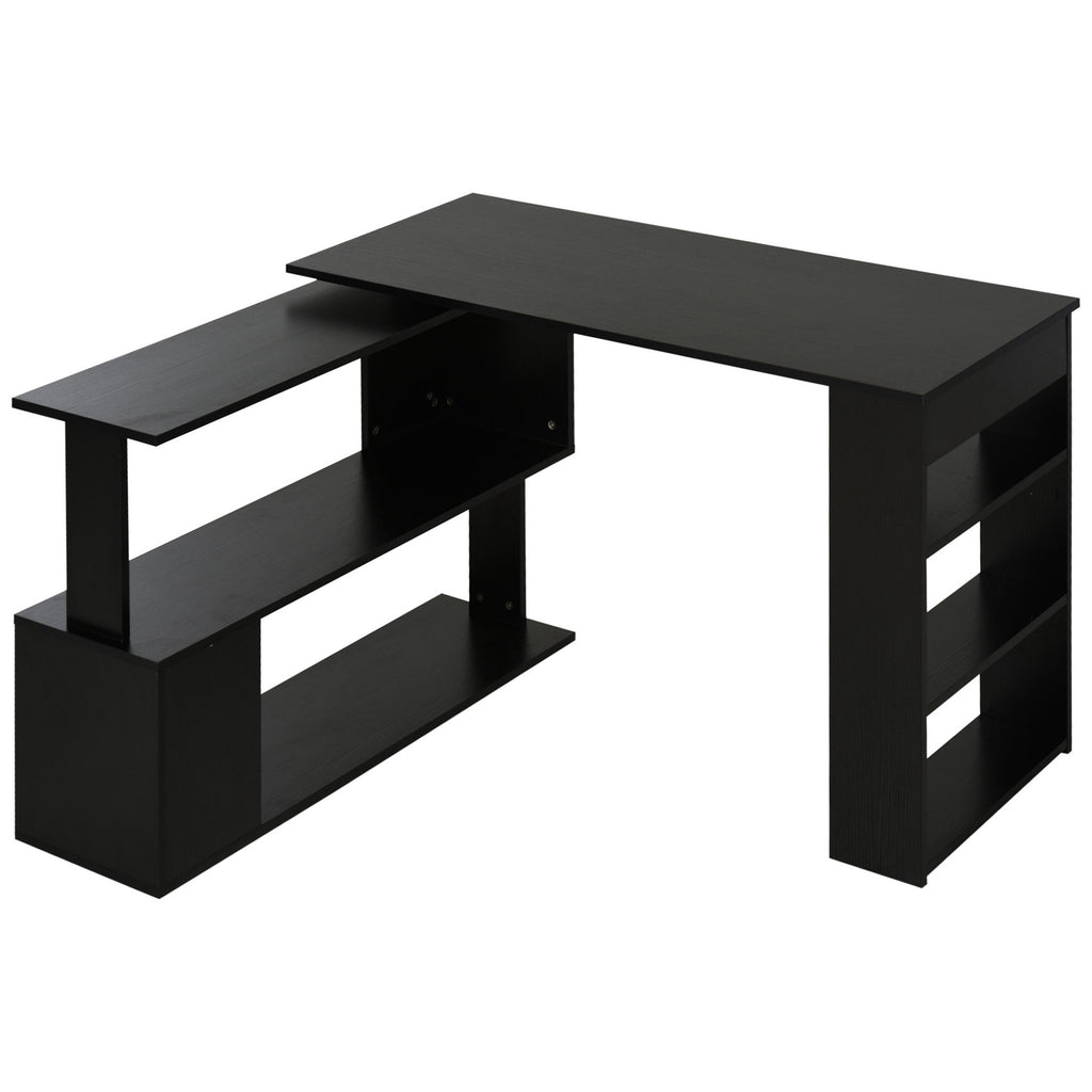 Bureau d'angle table de salle à manger avec rangement bureau informatique modulable bibliothèque intégrée + étagère 3 niveaux noir-0