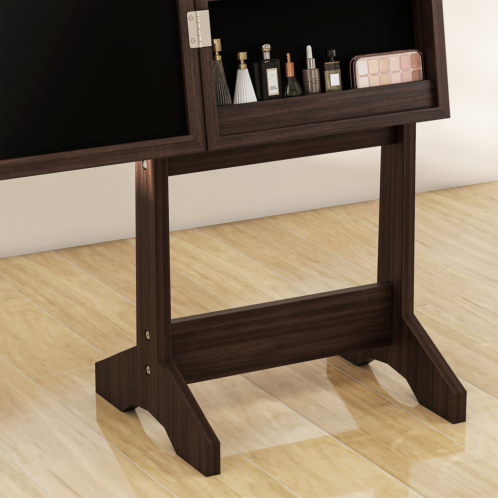 Armoire à Bijoux, Armoire de Rangement sur Pieds, Boîte à Bijoux avec Miroir Multi-Rangements Éclairage LED Marron Foncé-8