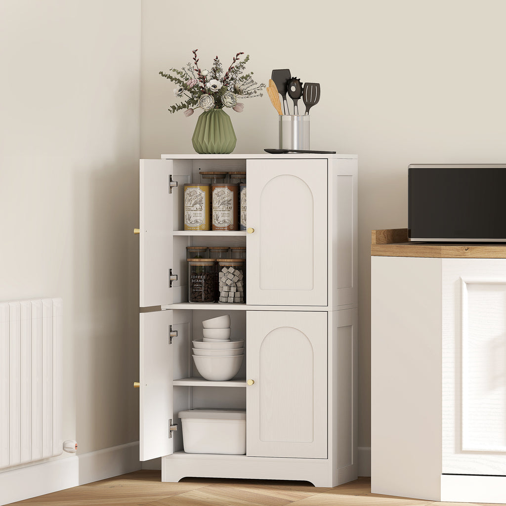 Buffet cuisine, meuble cuisine rangement avec 4 portes cintrées et 2 étagères réglables, 60 x 30 x 110 cm, blanc-1