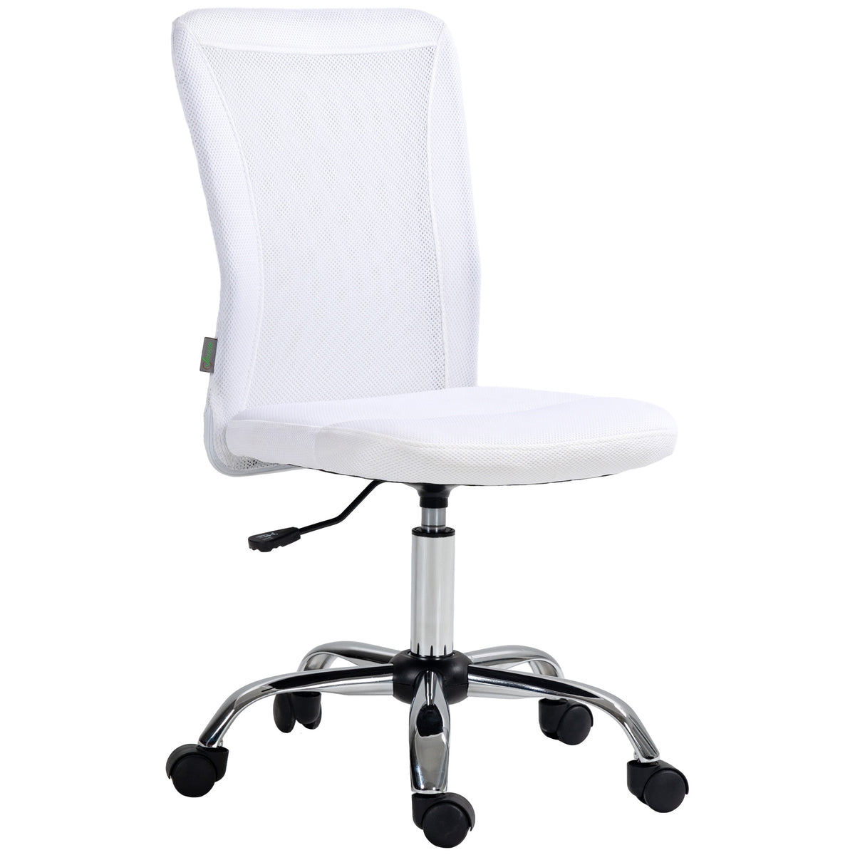 Chaise de bureau ergonomique hauteur réglable piètement chromé pivotant 360° revêtement maille blanc-0