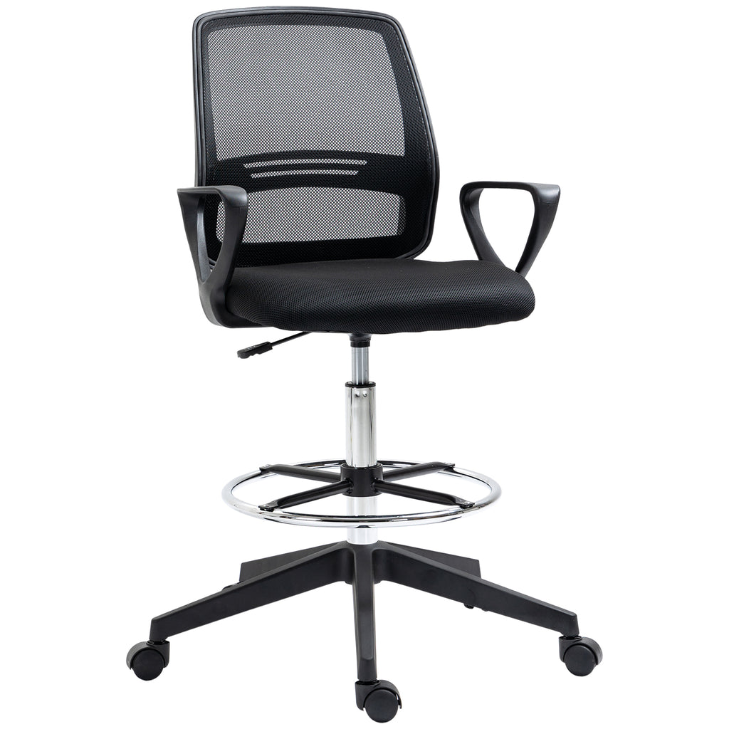 Fauteuil de bureau chaise de bureau assise haute réglable tabouret de bureau pivotant 360° maille respirante-0