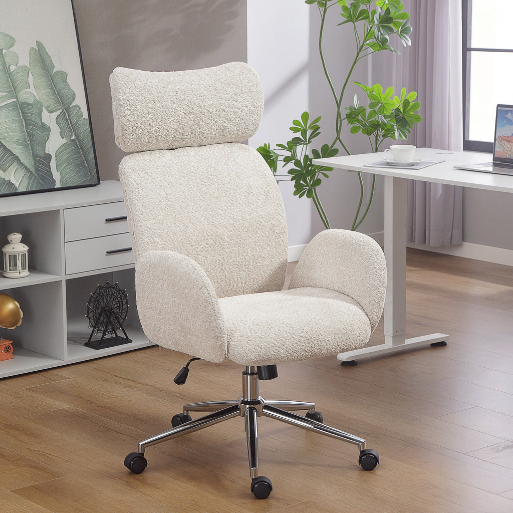 Chaise bureau ergonomique, fauteuil de bureau pivotant, hauteur réglable, appui-tête réglable, fonction bascule, gris-1