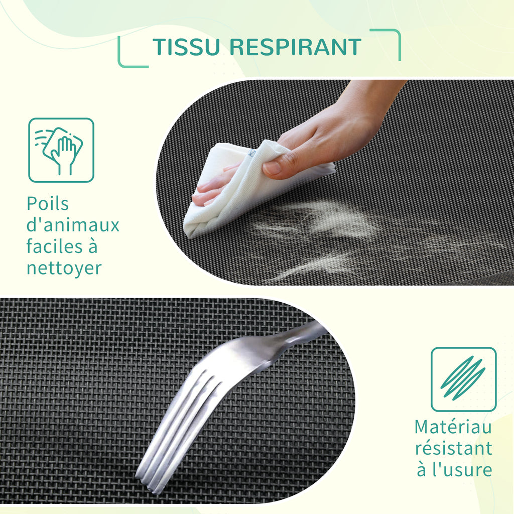 Lit pour chien chat XL grand confort sur pieds lit de camp 110 x 75 x 20 cm textilène micro-perforé noir-5