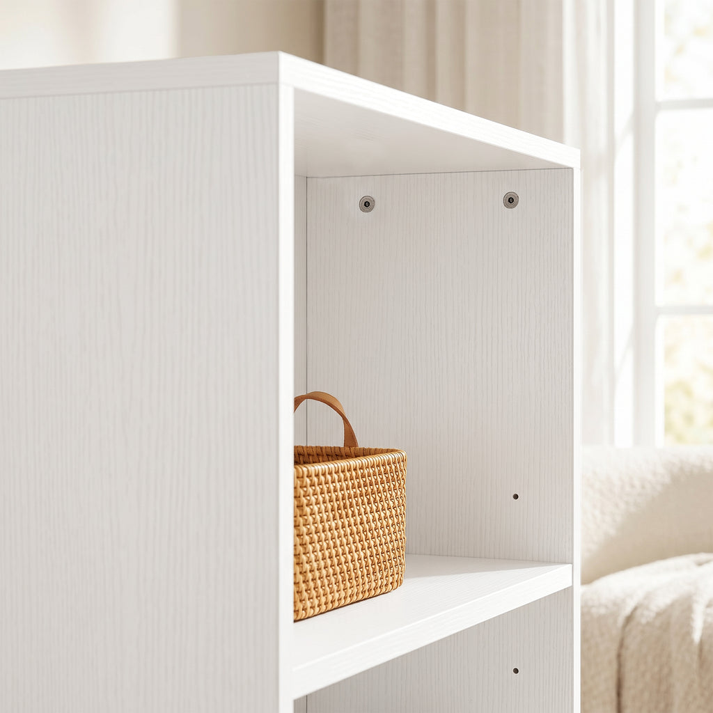 Bibliothèque étagère de rangement avec 3 compartiments et étagère réglable, 60 x 24 x 93 cm, blanc-8