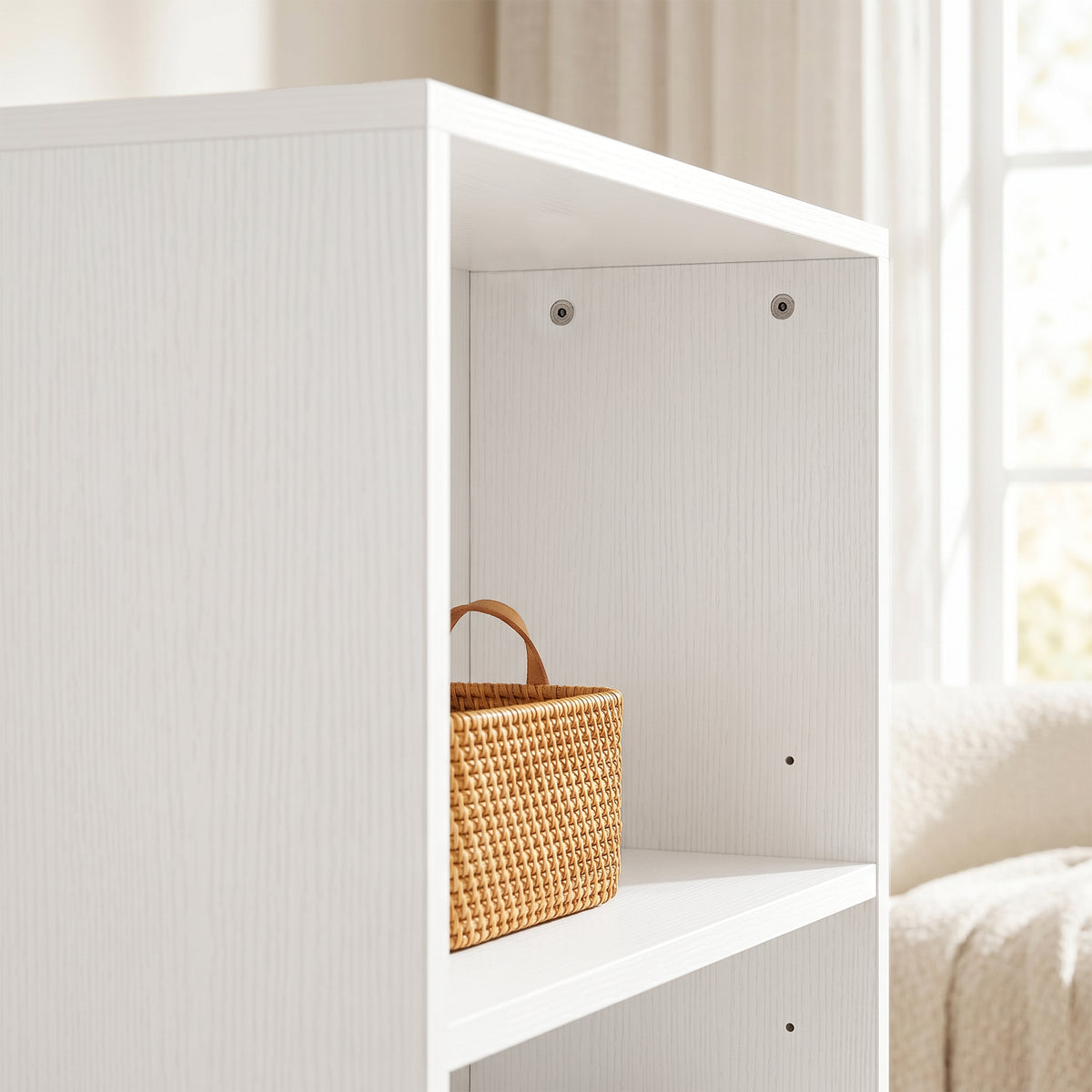 Bibliothèque étagère de rangement avec 3 compartiments et étagère réglable, 60 x 24 x 93 cm, blanc-8