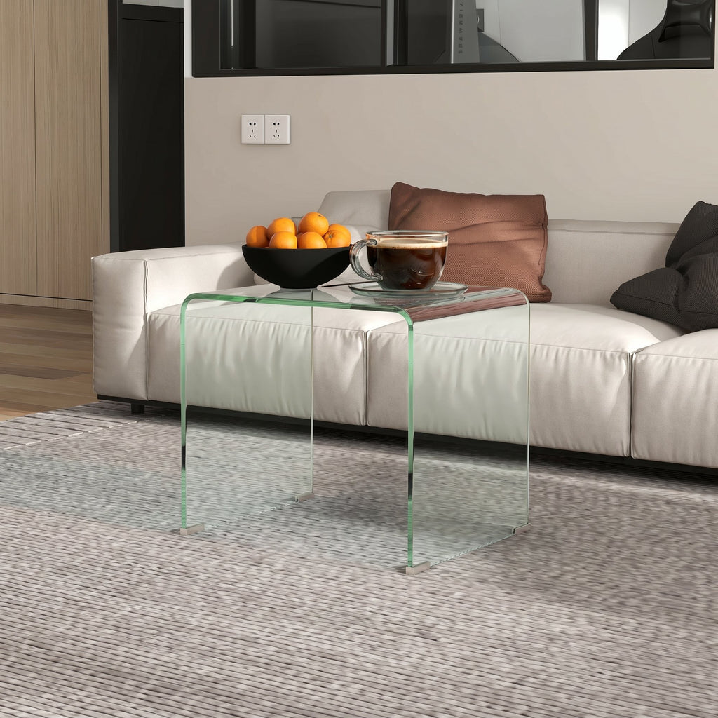 Table basse en verre table de salon rectangulaire design moderne en verre trempé avec bords arrondis sûrs transparent-6