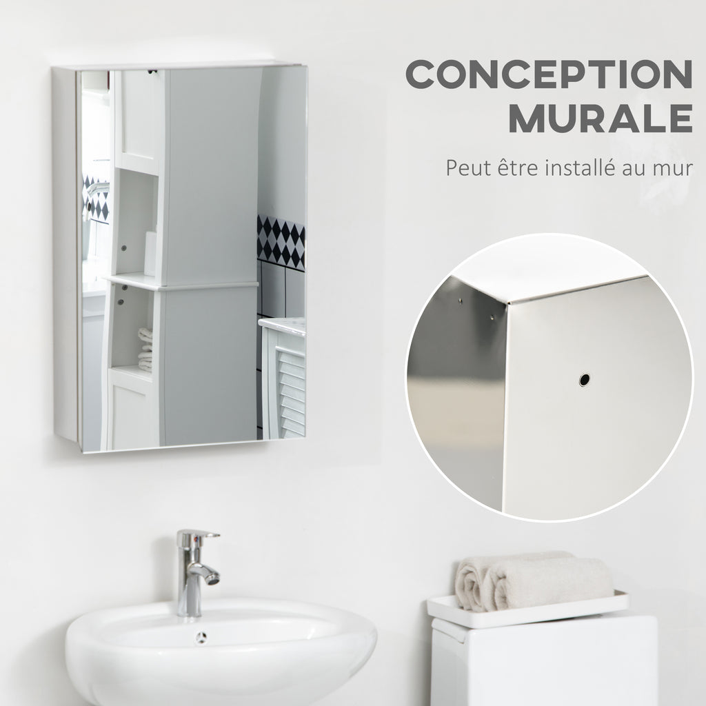 Armoire miroir de salle de bain en acier inoxydable armoire murale de toilette 39 x 12 x 60 cm-6