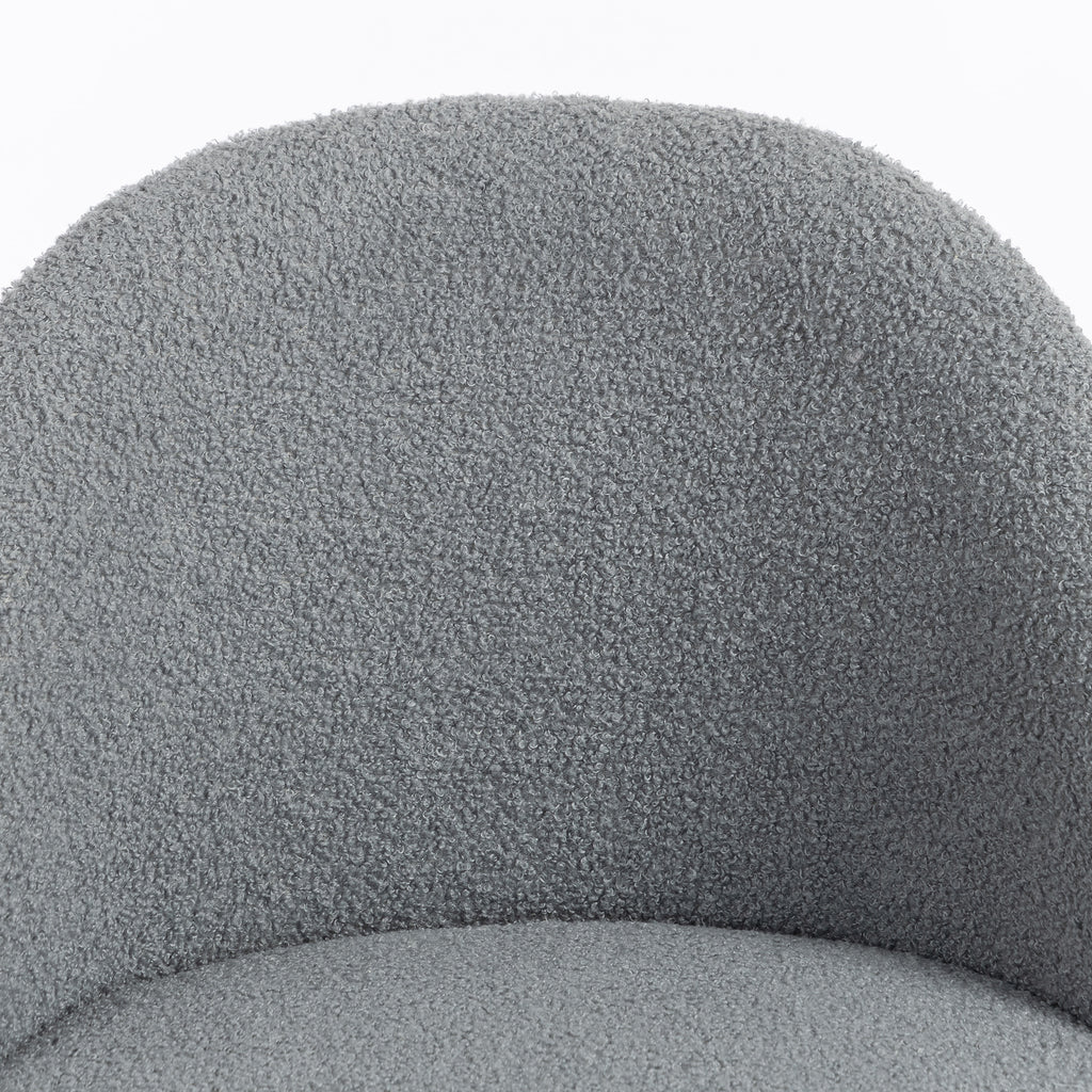 Chaise de Bureau Pivotante en Fourrure Teddy, Hauteur Réglable, Roulettes, Mousse Haute Résilience, Gris-9