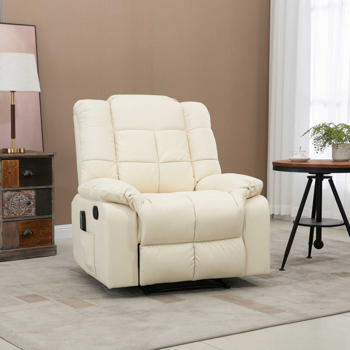 Fauteuil de massage fauteuil de relaxation massant dossier inclinable repose-pied fauteuil TV revêtement synthétique-1