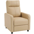 Fauteuil Relax Inclinable, Fauteuil de Relaxation en PU avec Repose-Pieds, Dossier Réglable par Poussée, Beige-0