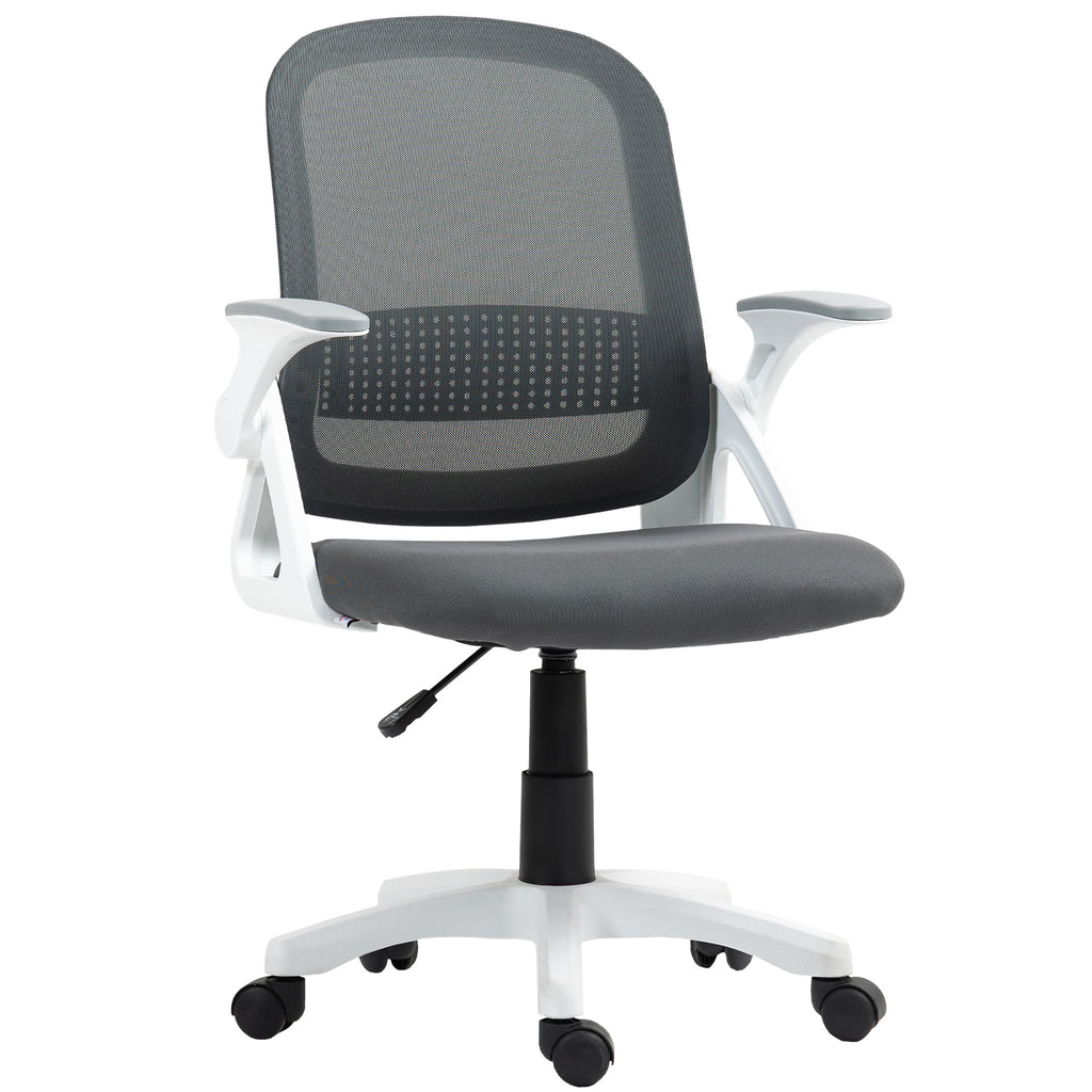 Chaise bureau ergonomique, fauteuil de bureau en maille avec accoudoirs relevables, hauteur réglable, gris-0